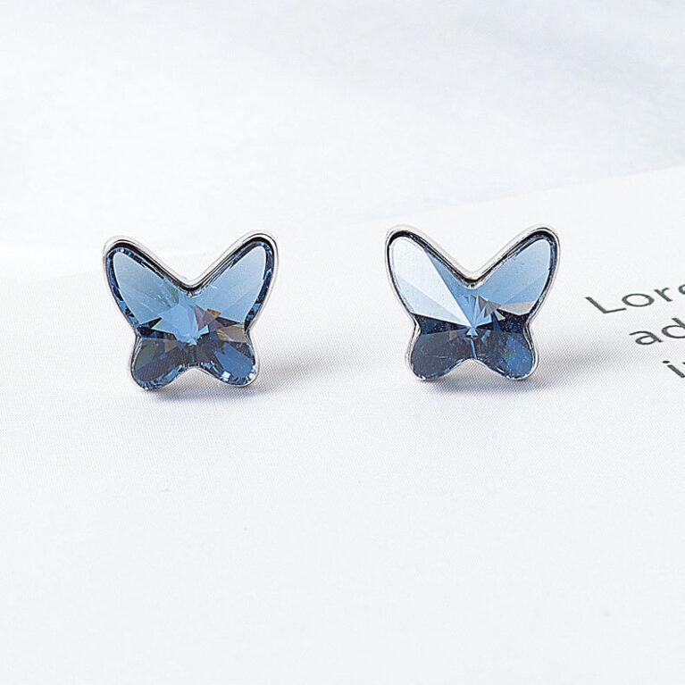 925 silver ,blue stone butterfly earrings