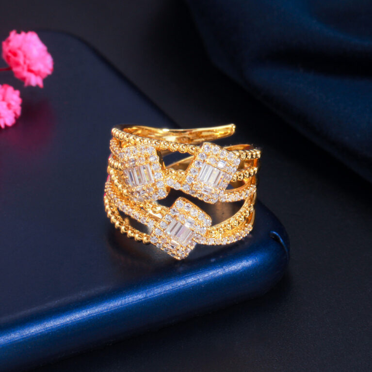 stylish zircon stoned adjustable ring