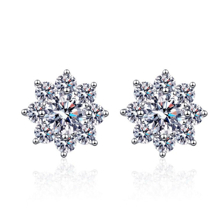 1.00 carat moissanite luxury snowflake stud earrings