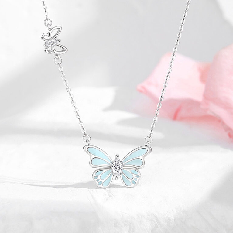 Butterfly silver necklace