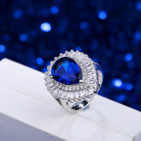Gorgeous blue cubic zircon stoned fashion ring