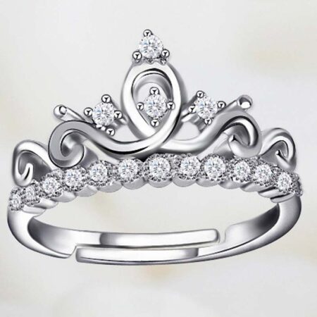 zircon stoned adjustable luxury crown ring