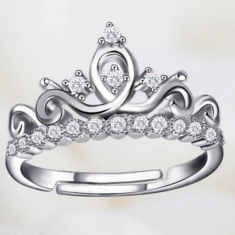zircon stoned adjustable luxury crown ring