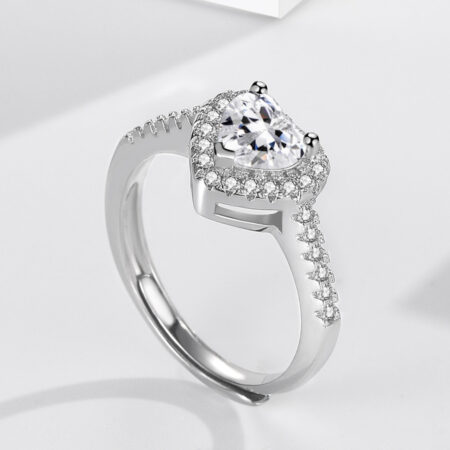 Luxury Zircon stone size adjustable "Heart ring"