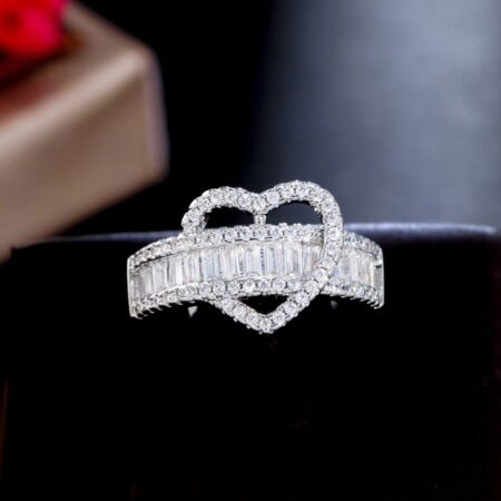 zircon stoned "heart" bridal ring