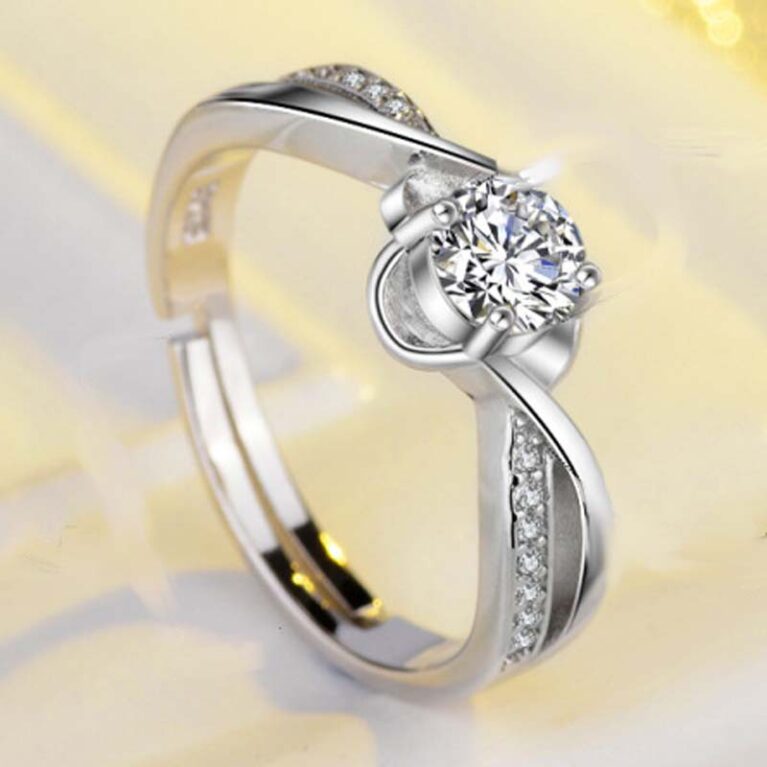 zircon stoned plum blossom adjustable ring