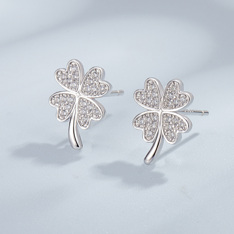 silver clover earrings