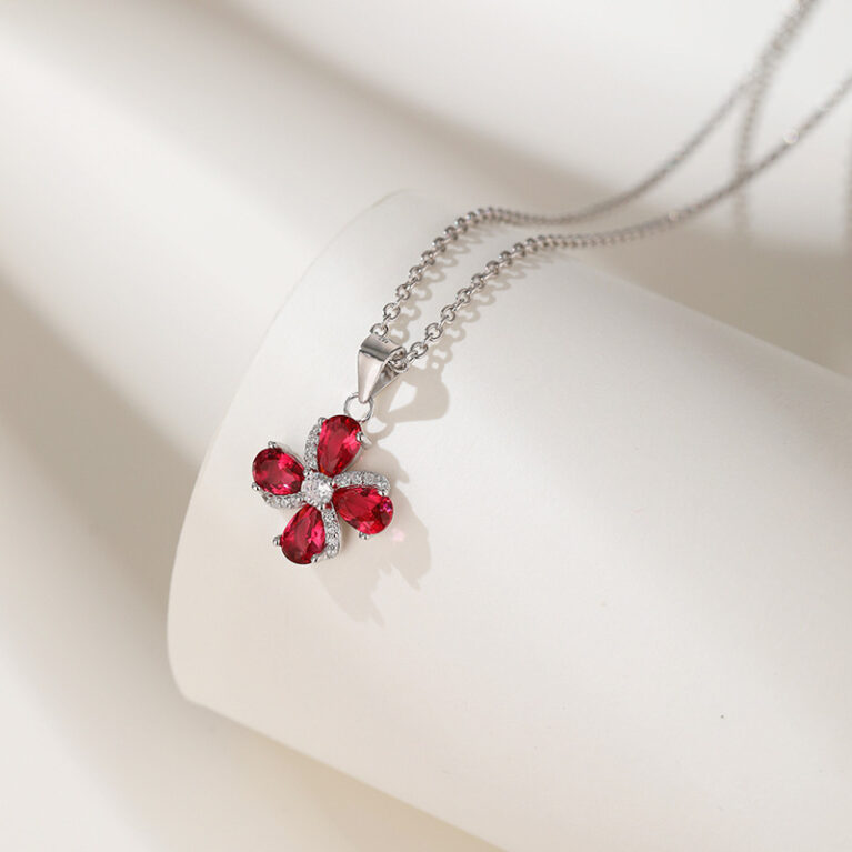 925 sterling silver ruby gemstone pendant necklace