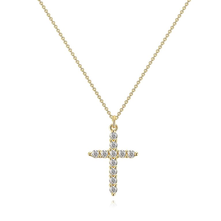 "Cross" Necklace, 18K Gold Plated