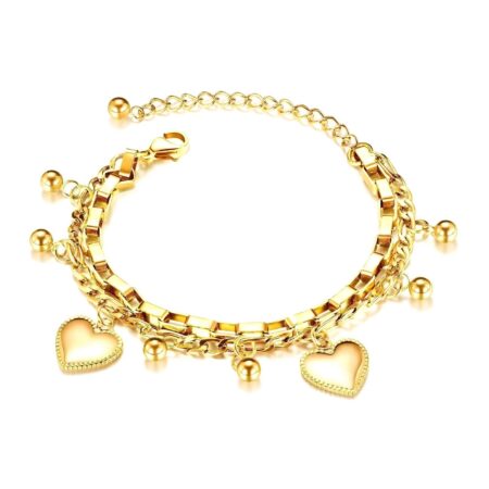 "Hearts" Bracelet, 18K Gold Plated