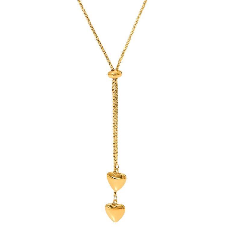 "Hearts" 18K Gold Minimal Pendant Necklace