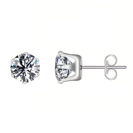 Luxury zircon stud Earrings, Stainless Steel