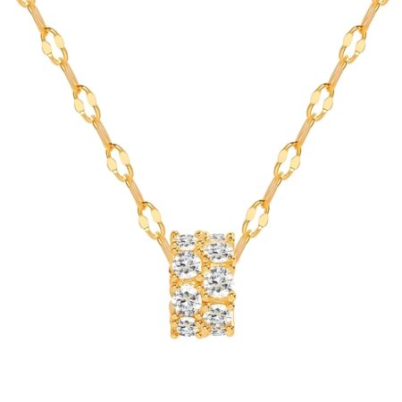 18K Gold CZ Pendant Necklace