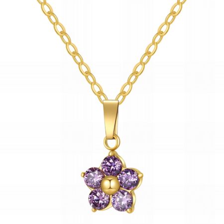 "Flower" Necklace, 18K Gold Plated