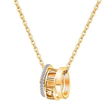 Gold Cubic Zirconia Double Pendant Necklace