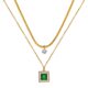 18K Gold-Plated Necklace with Dual Cubic Zirconia Pendants