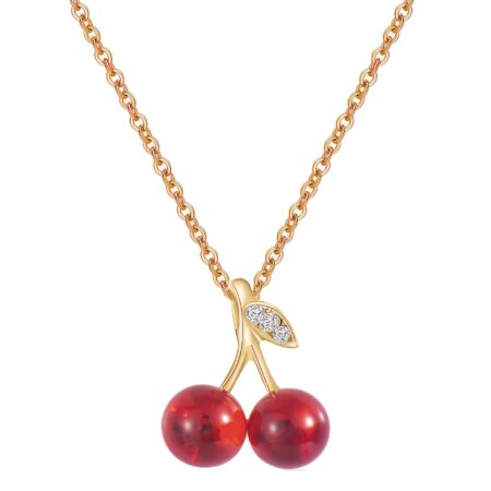 "Cherry" Necklace, 18K Gold Plated  Stainless