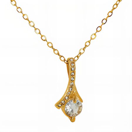 Elegant 18K Gold-Plated Necklace with Cubic Zirconia