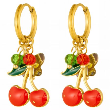 "Cherry" Earrings, 18K Gold Plated