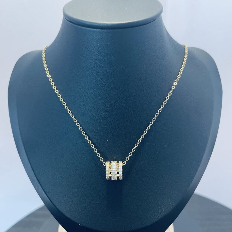 Gold Cubic Zirconia Charm Necklace
