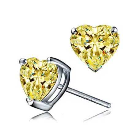 Luxury CZ stoned Heart stud earrings