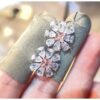luxury zircon stoned flower earrings