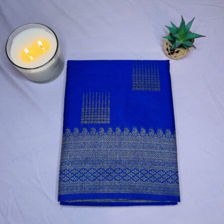 Royal Blue Pure Silk Saree with Rich Gold Zari Weaving | Traditional Banarasi Style Silk Saree