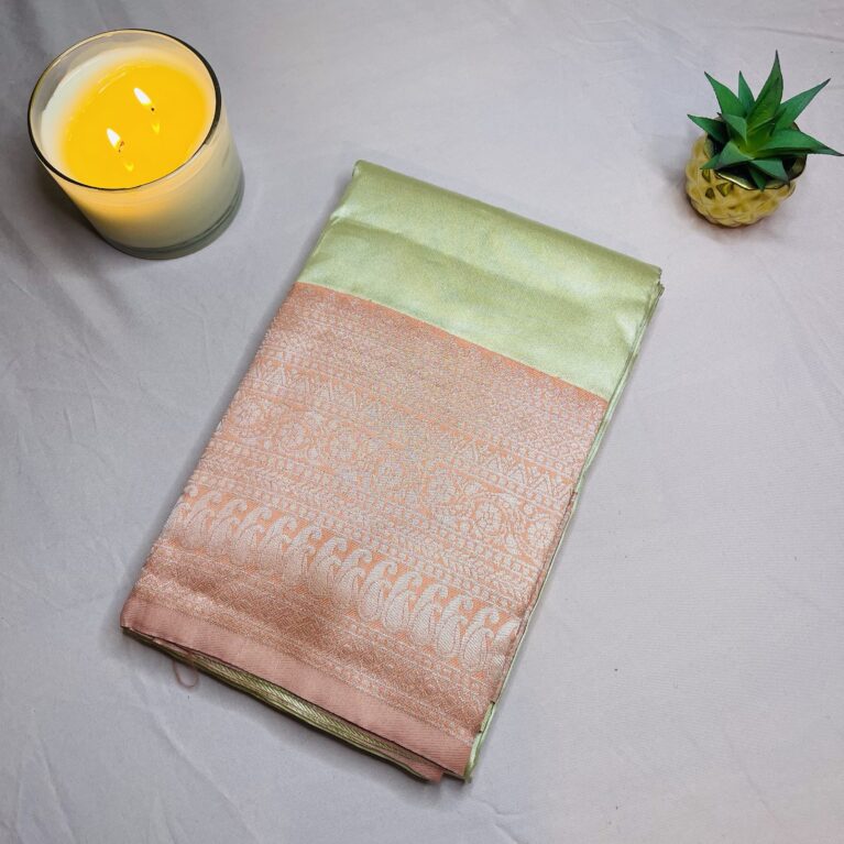 Tissue Silk Saree with Elegant Woven Border | Blouse Included | Festive & Wedding Wear