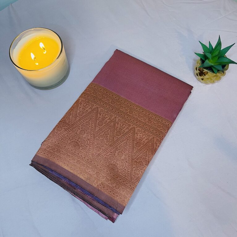 Tissue Silk Saree with Elegant Woven Border | Blouse Included | Festive & Wedding Wear