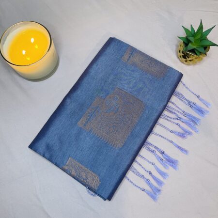 Soft Silk Saree with Woven Motifs and Tassel Finish | Blouse Included | Festive & Traditional Wear