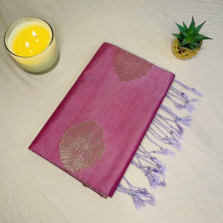 Soft Silk Saree with Woven Motifs and Tassel Finish | Blouse Included | Festive & Traditional Wear