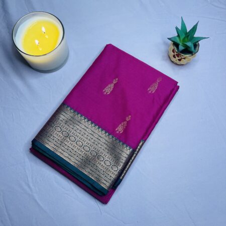 Premium Soft Silk Saree in Magenta Pink with Rich Woven Border | Blouse Included | Festive & Wedding Wear