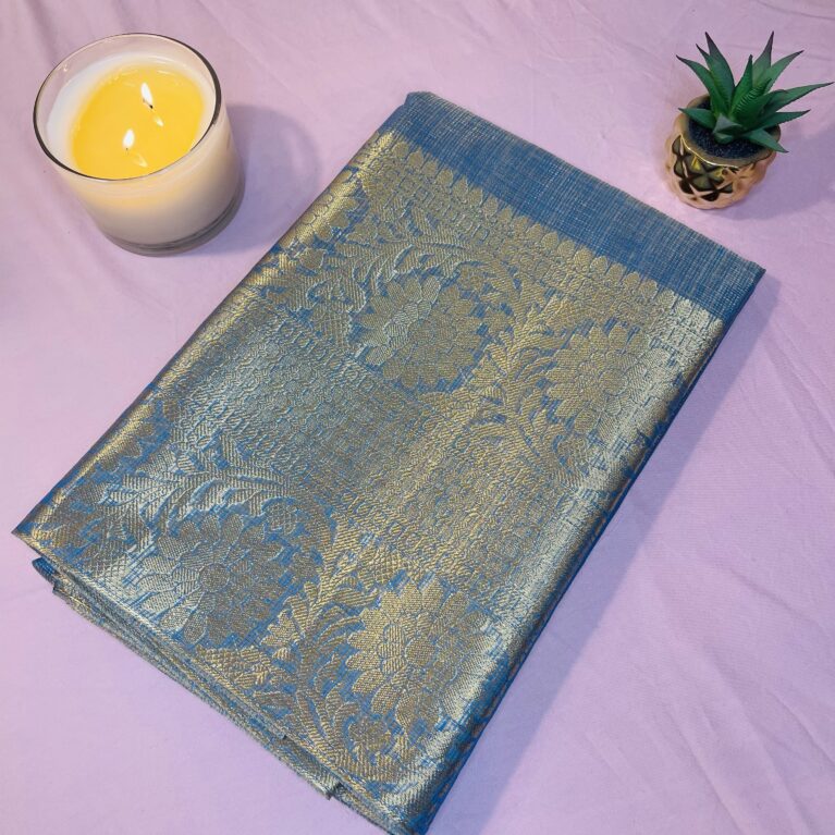 Plain Tissue Silk Saree with Woven Pallu | Blouse Included | Festive & Traditional Wear