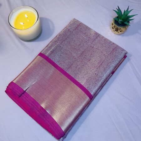 Banarasi Tissue Silk Saree with Woven Motifs & Elegant Border | Blouse Included | Festive Wear