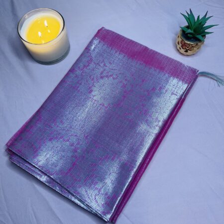 Banarasi Plain Tissue Silk Saree with Subtle Woven Texture | Blouse Included | Festive Wear