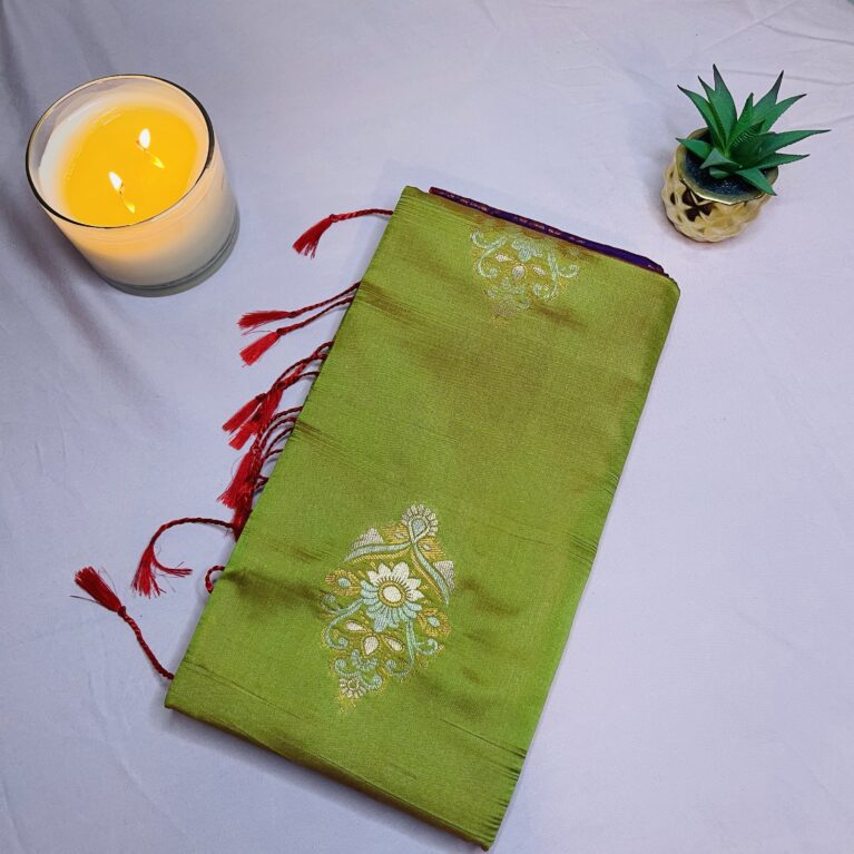 Soft Silk Saree with Rich Woven Motifs and Elegant Contrast Border