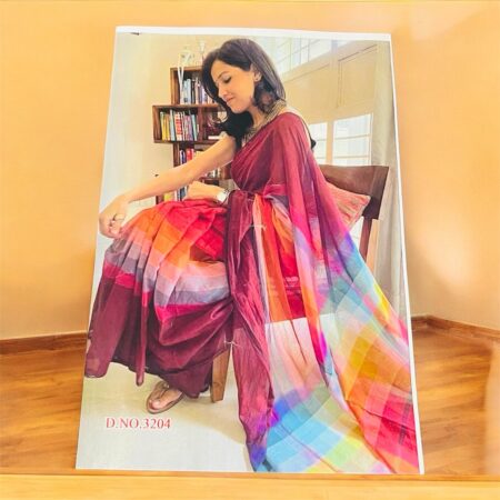 Multi Colour Chanderi Silk Saree | Lightweight Elegant Ethnic Wear for Festive & Casual Occasions