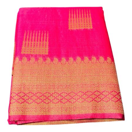 Hot Pink Pure Silk Saree with Rich Gold Zari Weaving | Traditional Banarasi Style Silk Saree