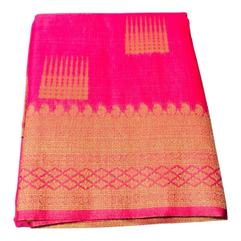 Hot Pink Pure Silk Saree with Rich Gold Zari Weaving | Traditional Banarasi Style Silk Saree
