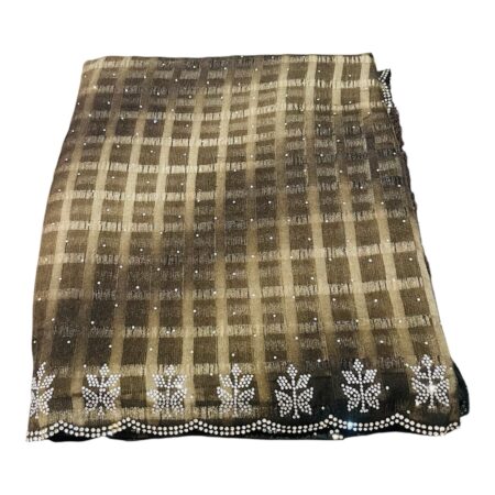 Premium Chiffon Saree for Women with Checks & Sugar Work | Stone Work Border Saree | Festive & Party Wear Lightweight Designer Saree