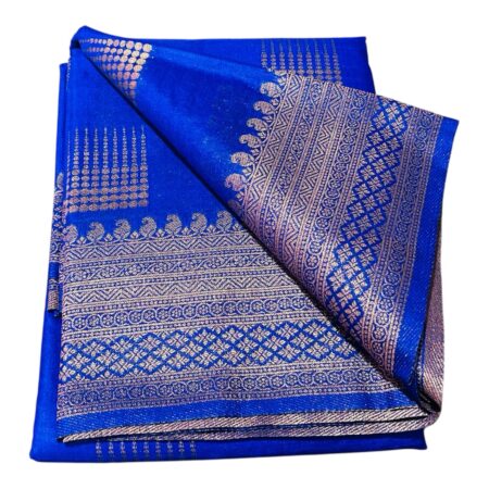 Royal Blue Pure Silk Saree with Rich Gold Zari Weaving | Traditional Banarasi Style Silk Saree