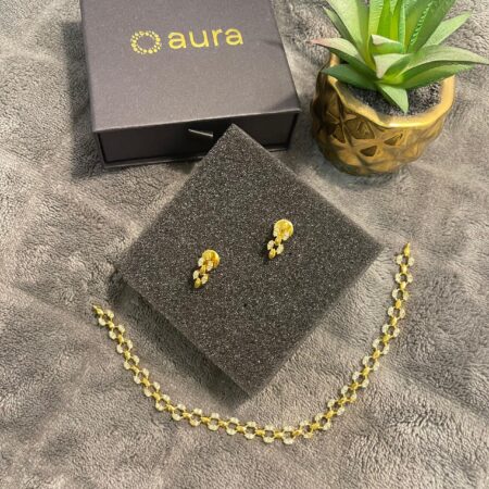 AD Diamond Gold Plated Necklace & Earrings Set – Elegant Party Wear Jewellery