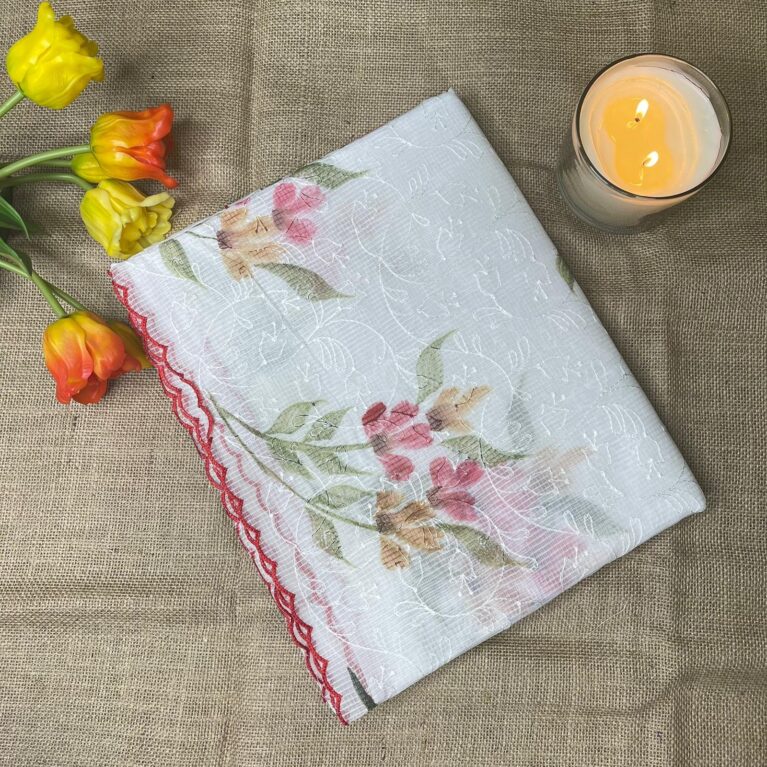 Net Cotta Saree with Brush Paint Floral Design