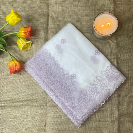 Glass Organza Saree with Threadwork Scalloped Border | Lightweight & Elegant