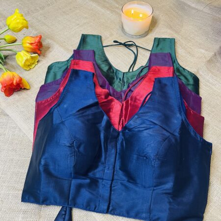 Soft Cotton Silk Princess Cut Front Open Blouse | Adjustable Fit | Sleeveless with Tie-Back