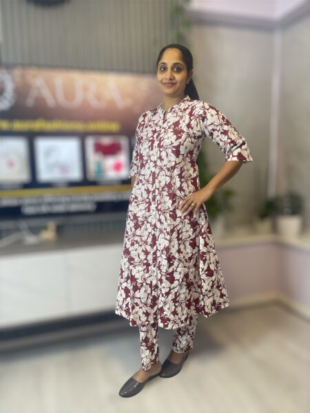 Cambric Cotton A-Line Co-Ord Set for Women | Floral Print