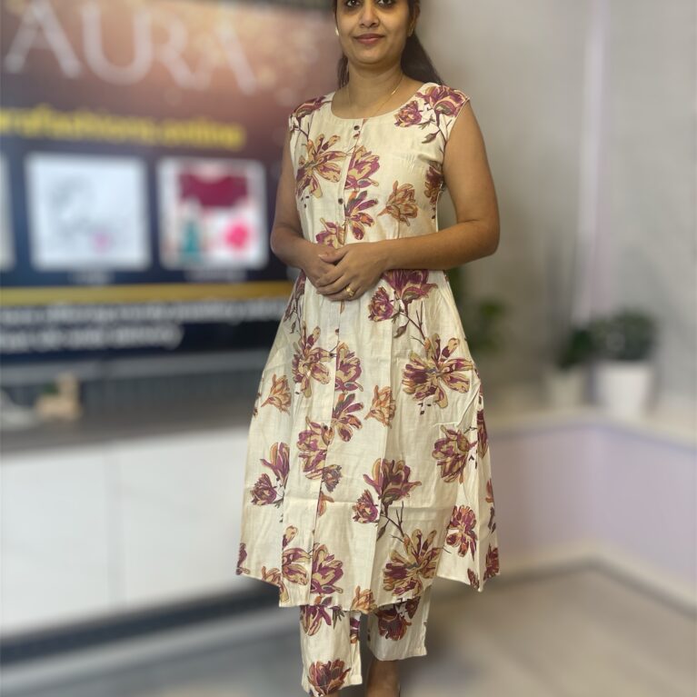 Vatican Silk A-Line Sleeveless Co-Ord Set for Women